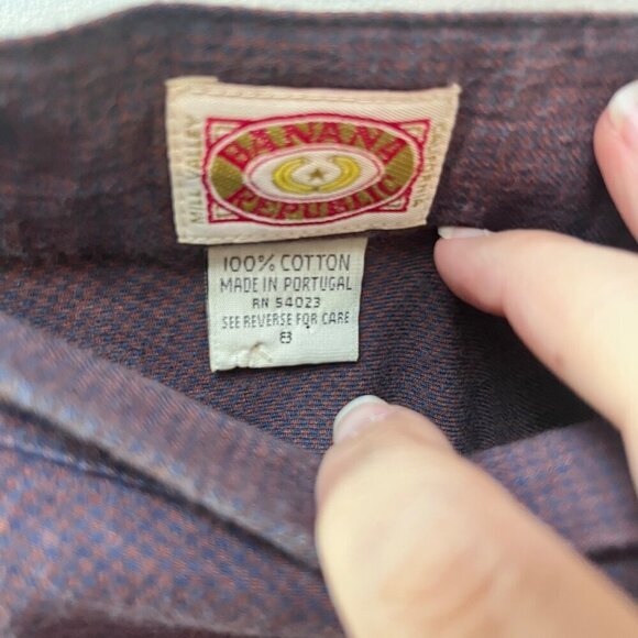 Vintage Banana Republic Womens A-Line Button-Down Skirt Size M 100% Cotton Purpl - Picture 2 of 6